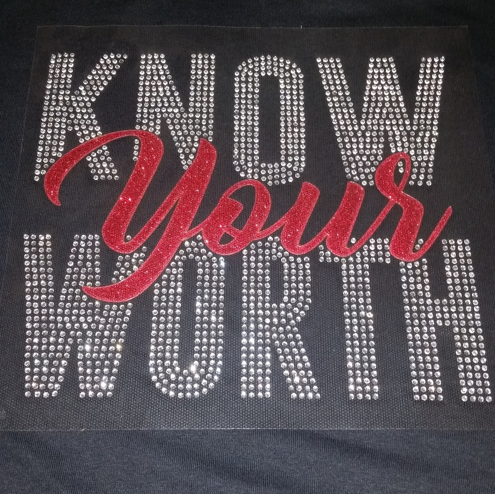 Rhinestone Know your worth T Shirts